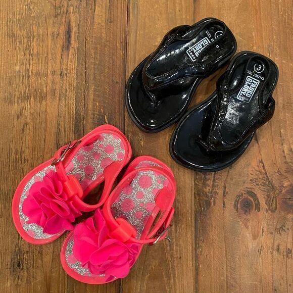 Faded Glory Sandals + Pink Polka Dot Sandal Bundle Toddler Size 3 - Picture 3 of 10